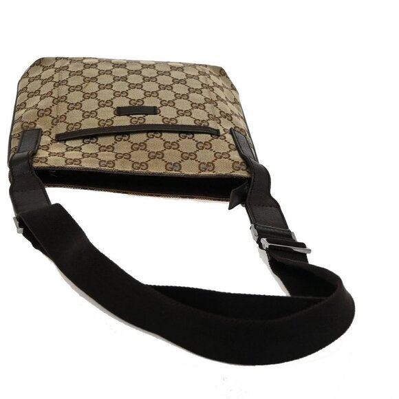 GUCCI Logo GG Pattern Shoulder Bag Canvas Leather Brown Italy - Picture 5 of 14